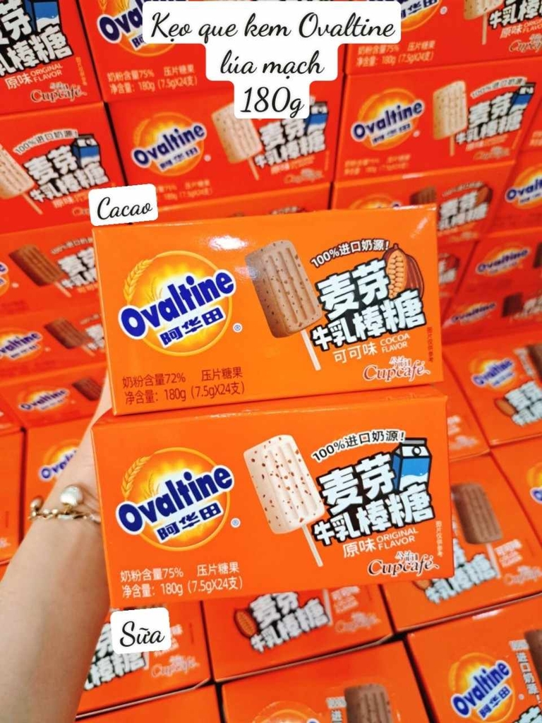 Kẹo que kem sữa lúa mạch Ovaltine 180g ( sữa)