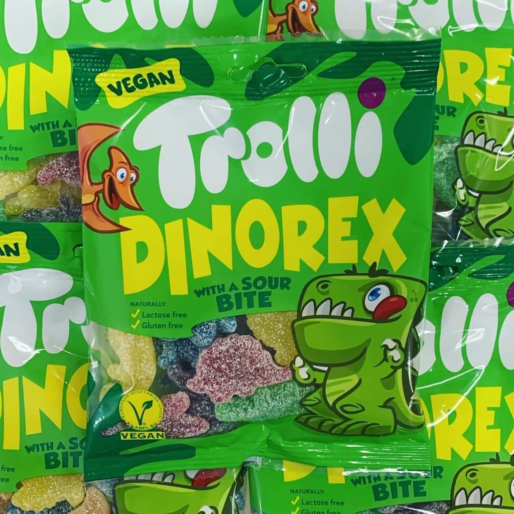 Kẹo dẻo Trolli hình khủng long ít chua 100g