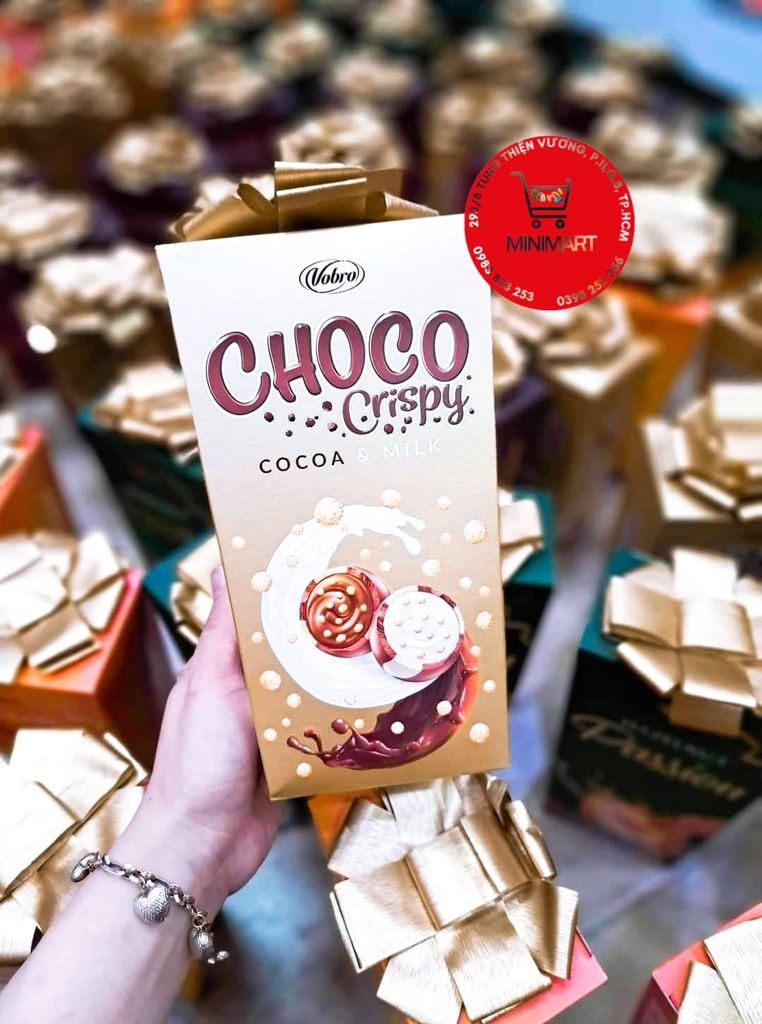 Socola Vobro Chery passion  hộp quà 210g ( sữa và cacao ,hạt bỏng giòn)