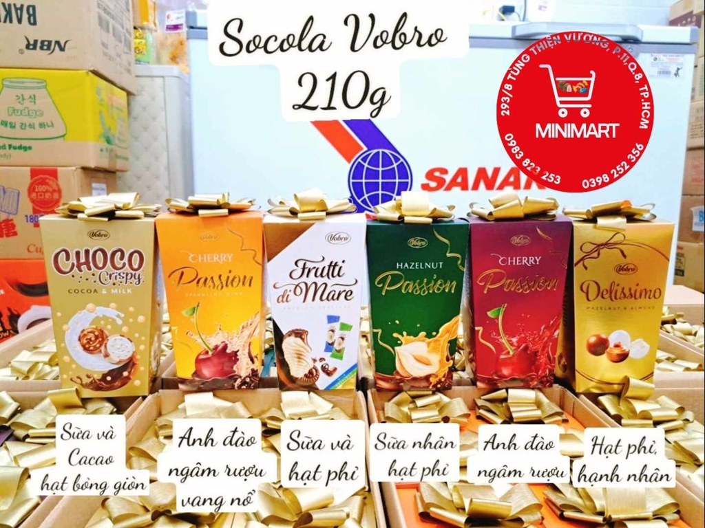 Socola Vobro Chery passion  hộp quà 210g ( anh đào ngâm rượu vang nổ)