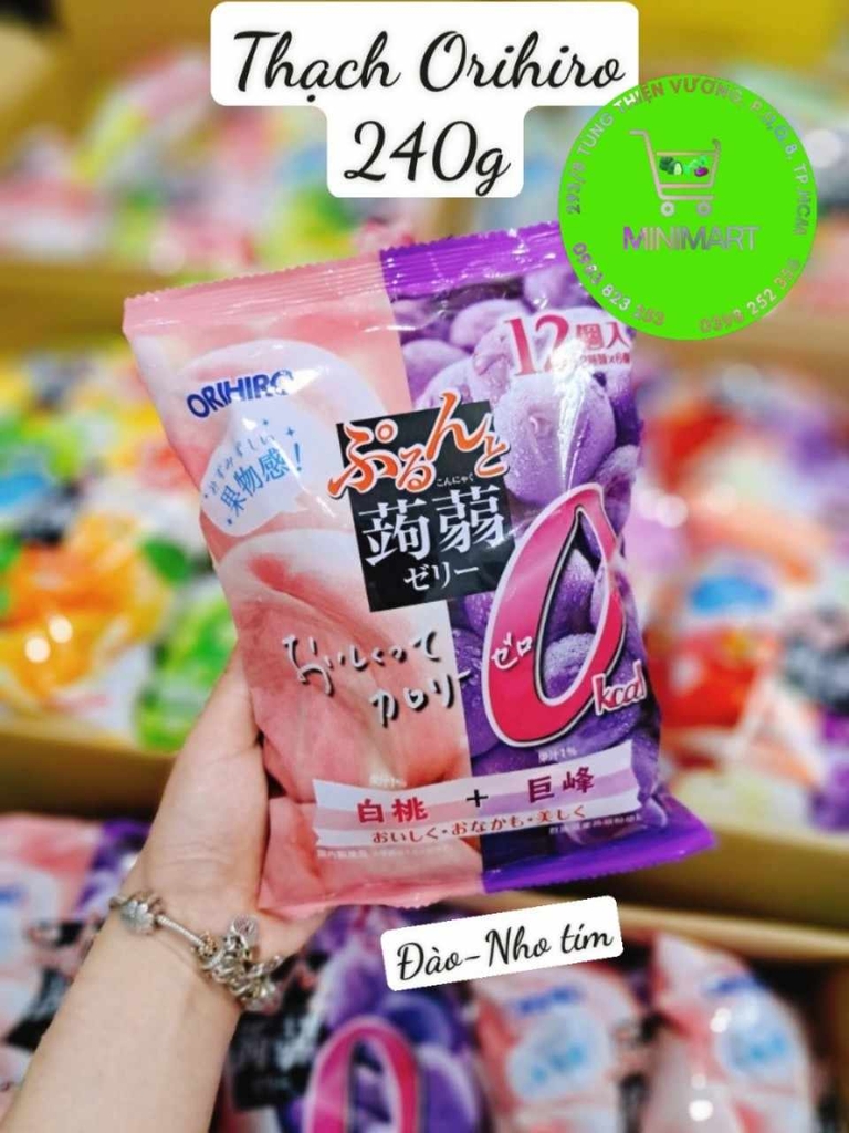 Thạch trái cây Orihiro 240g (Đào-Nho Tím)