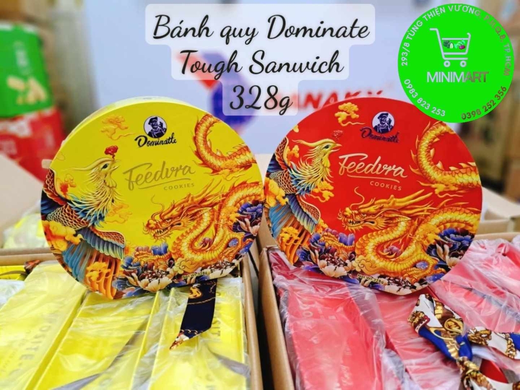 Bánh quy Dominate Tough Sanwich hộp sắt 328g ( đỏ) (6)