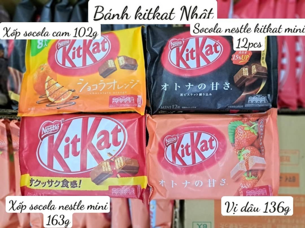 Bánh Kitkat Nhật (xốp socola nestle mini 163g)