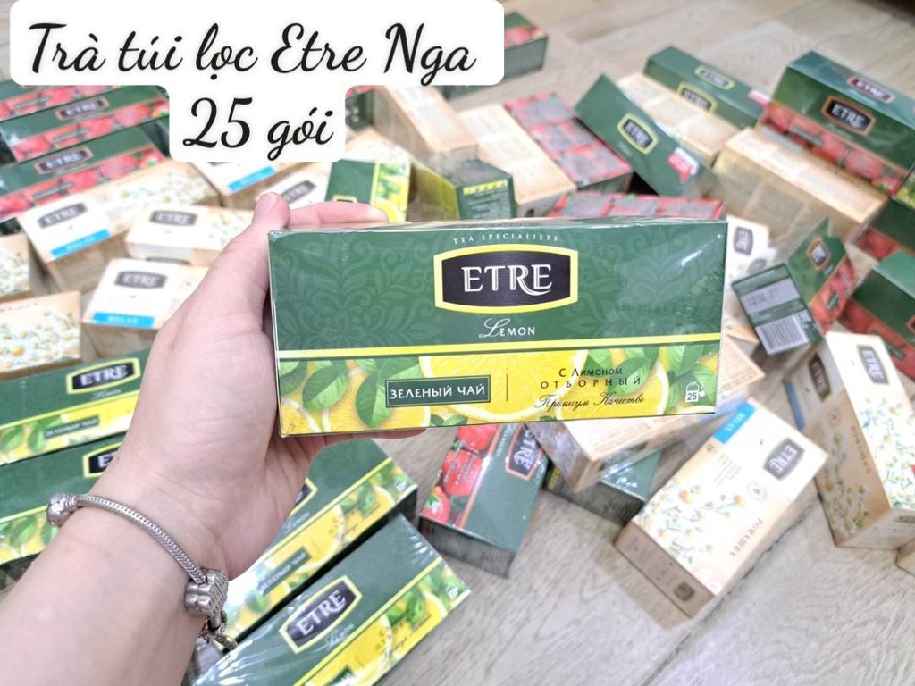 TRÀ TÚI LỌC ETRE 25 GÓI ( trà xanh hương chanh)