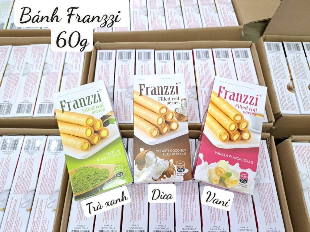 Bánh quế cuộn nhân kem FRANZZI 60g (trà xanh)