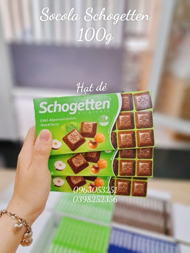 Socola Schogetten Edel -Alpenvollmilch -Haselnuss 100g ( hạt dẻ)