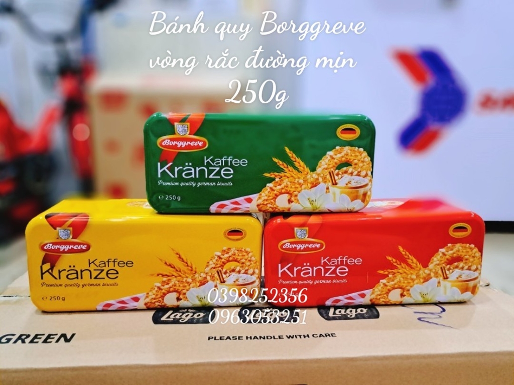 Bánh quy vòng rắc đường mịn Borggreve 250g ( xanh dương)