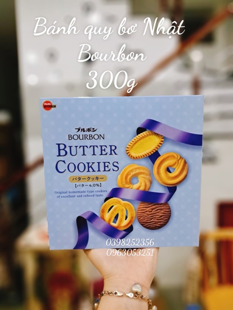 Bánh quy bơ Nhật butter cookies - Torte cookies Bourbon 300g ( xanh)(8)