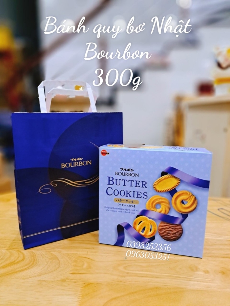 Bánh quy bơ Nhật butter cookies - Torte cookies Bourbon 300g ( xanh)(8)