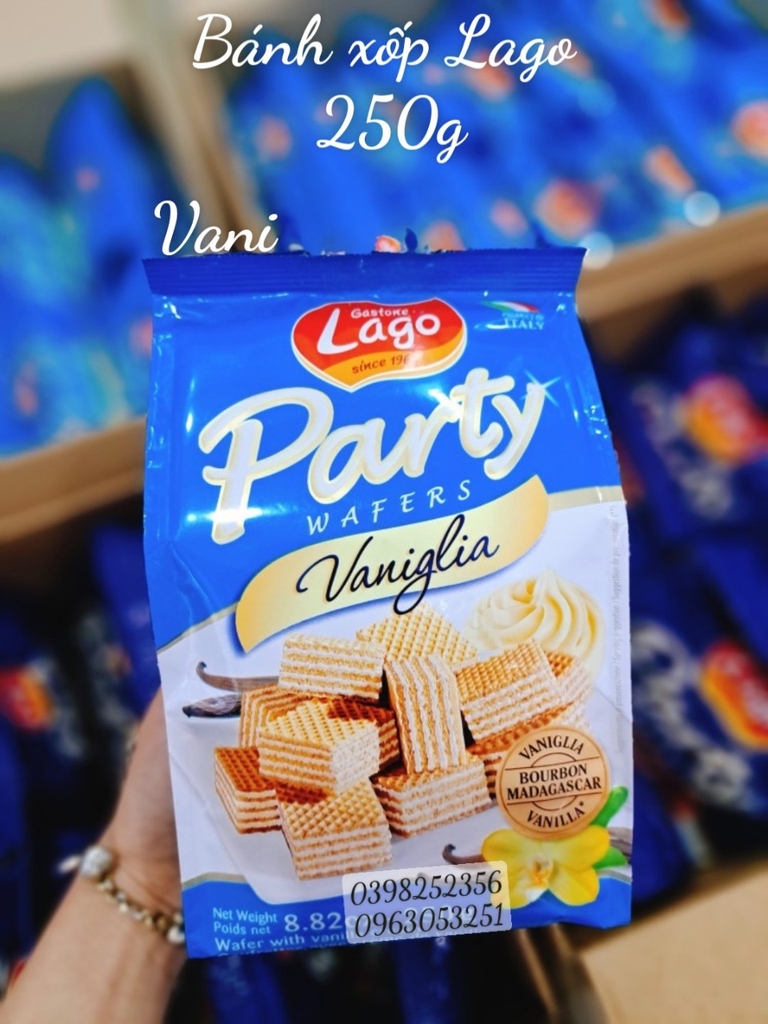 Bánh xốp Lago Party Wafers 250g ( vị vani) (20)