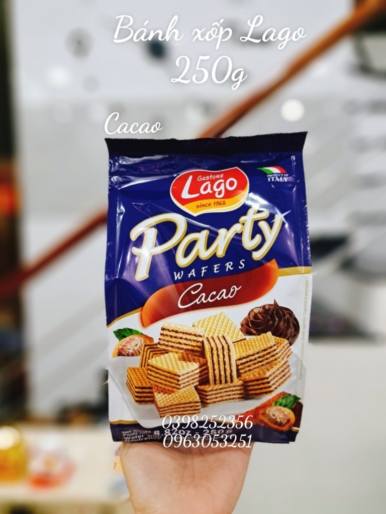 Bánh xốp Lago Party Wafers 250g ( vị ca cao) (20)