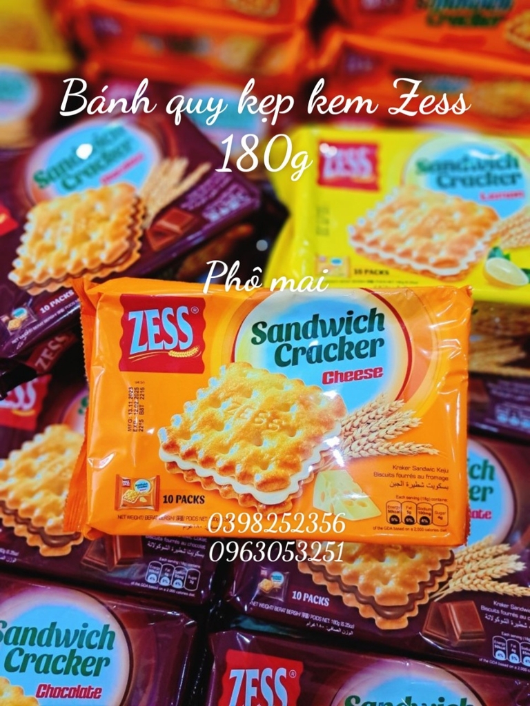Bánh quy giòn kẹp kem Zess 180g ( phô mai )(24)