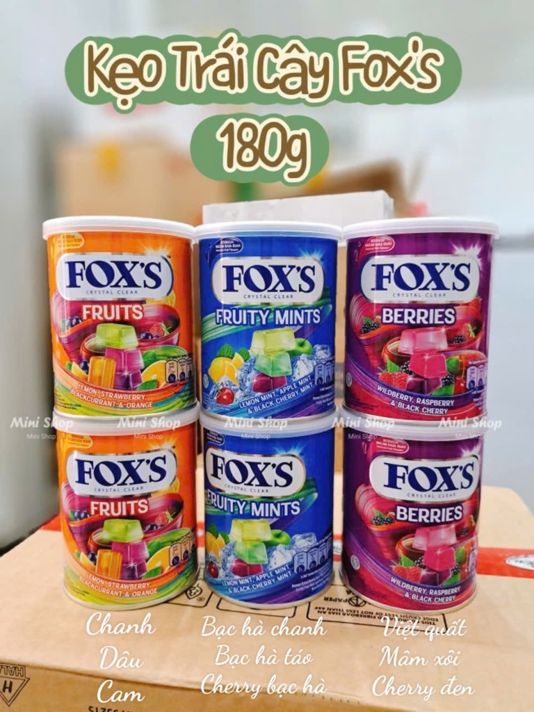 Kẹo Trái Cây Fox's 180g (chanh,dâu,cam) (12)