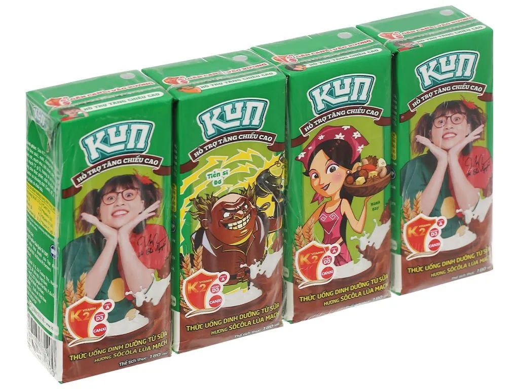 Sữa Kun Lúa mạch 180ml x 4 hộp