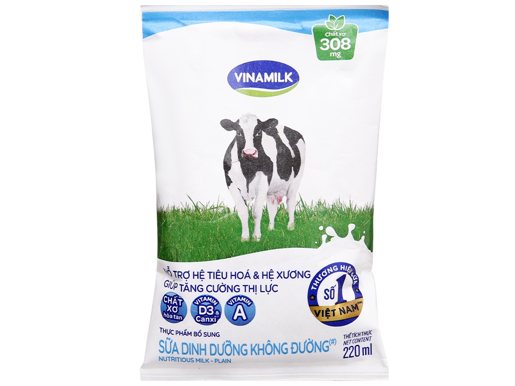 Vinamilk - Sữa dinh dưỡng không đường 220ml