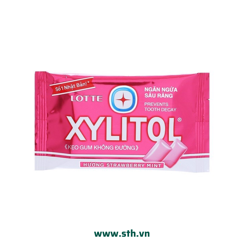 Kẹo gum không đường lotte xylitol Strawberry Mint