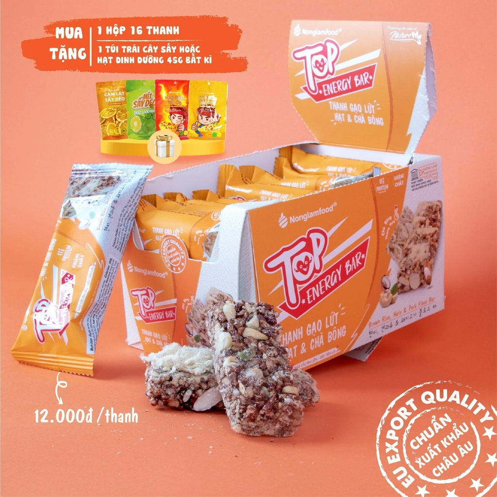 Thanh Gạo Lứt Ngũ Cốc Và Hạt Top Energy Bar Nonglamfood 272g | Healthy Snack