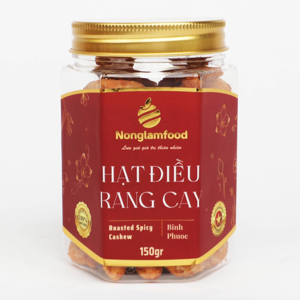 Hạt Điều Bình Phước Rang Cay Nonglamfood hũ 150g | Healthy Snack | Quà Tặng Cao Cấp