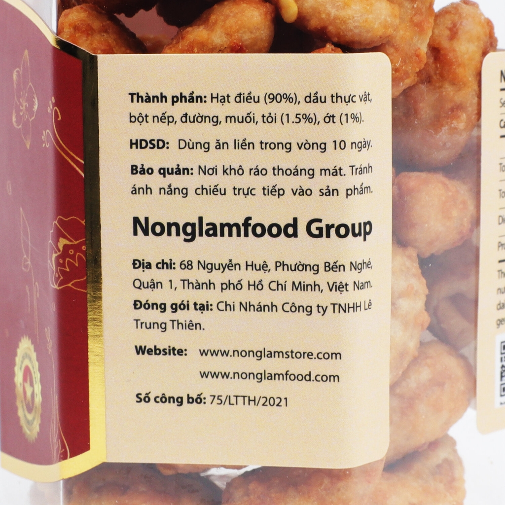 Hạt Điều Bình Phước Rang Cay Nonglamfood hũ 150g | Healthy Snack | Quà Tặng Cao Cấp