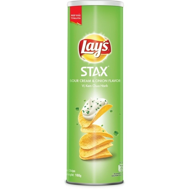 Lay's Stax Khoai Tây Miếng Vị Kem Chua Và Hành Tây 105gr T16 (Ống)