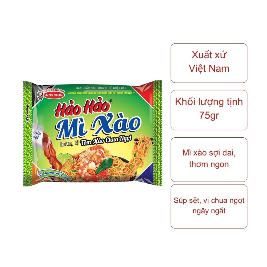 Mì Hảo Hảo xào hương vị tôm xào chua ngọt (gói 75gr)