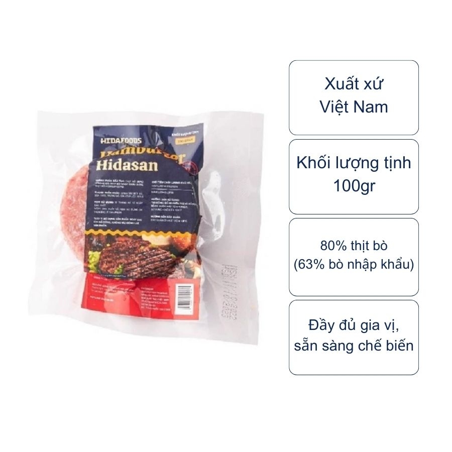 Thịt bò Hamburger Hidasan (túi 100Gr)