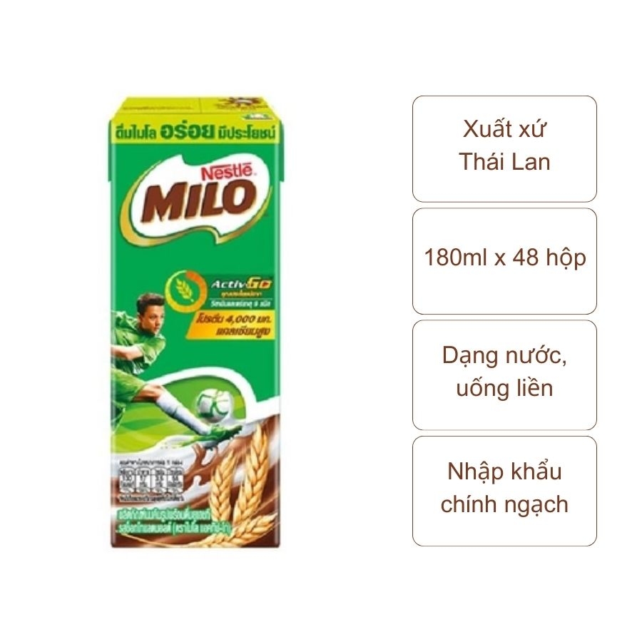 Sữa milo Thái Lan (thùng 48 hộp 180Ml)