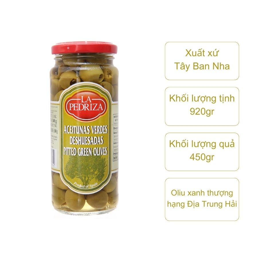 Oliu muối chua tách hạt (hũ 920gr)