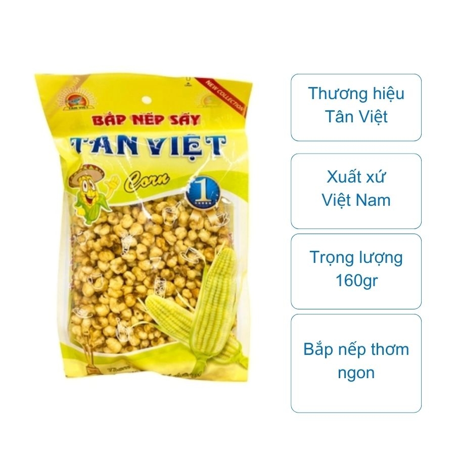 Bắp nếp sấy Tân Việt (túi 160gr)