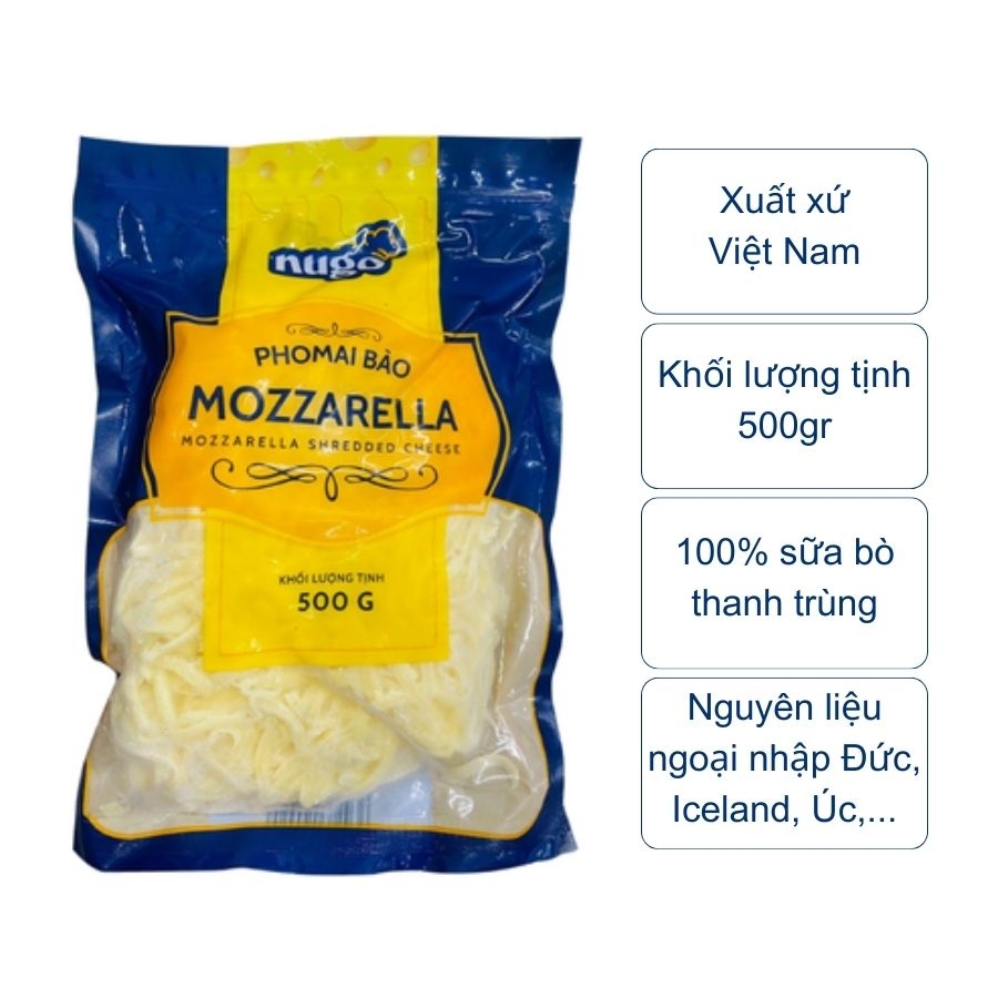 Phô mai bào Mozzarella (túi 500Gr)