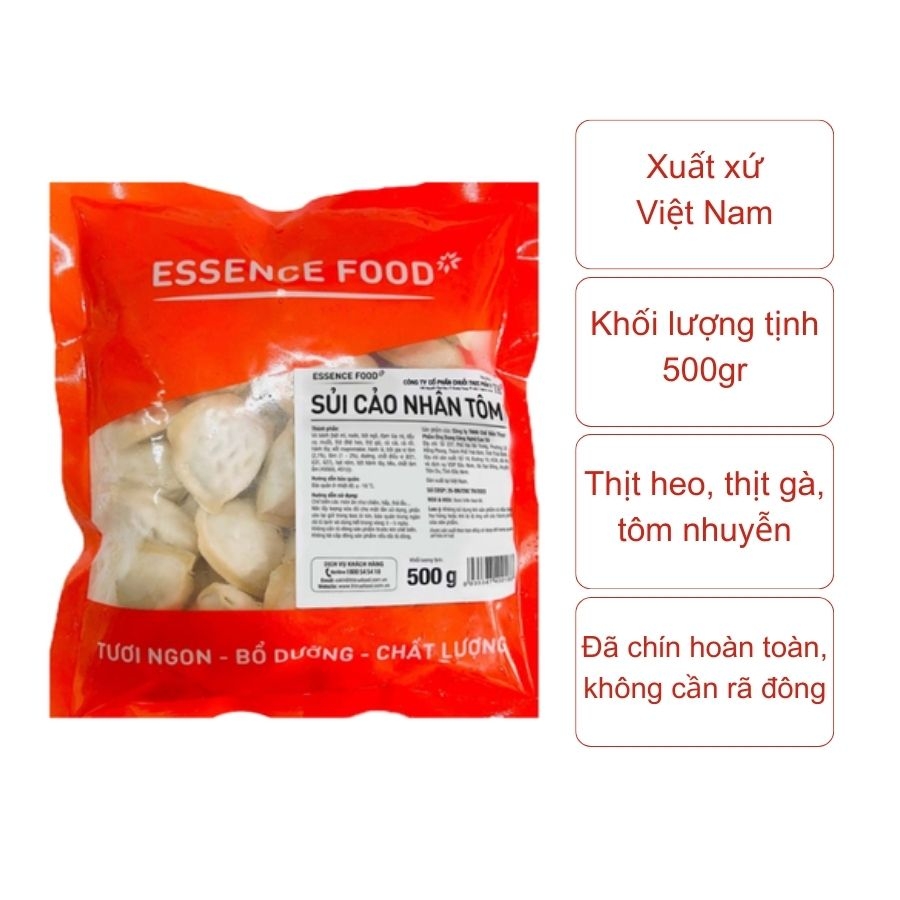 Sủi cảo nhân tôm Essence Food (túi 500gr)