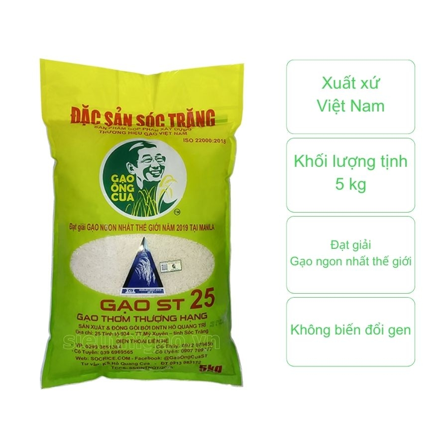 Gạo ST25 Ông Cua (túi 5kg)