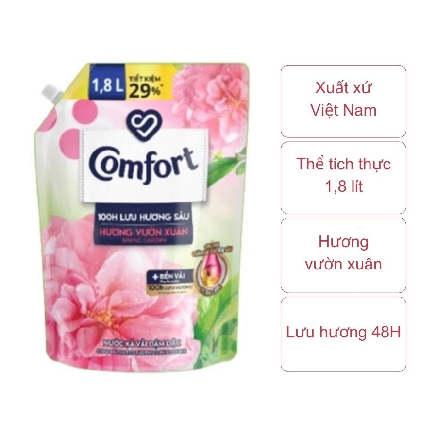 Nước xả vải Comfort hương vườn xuân (túi 1,8 lít)