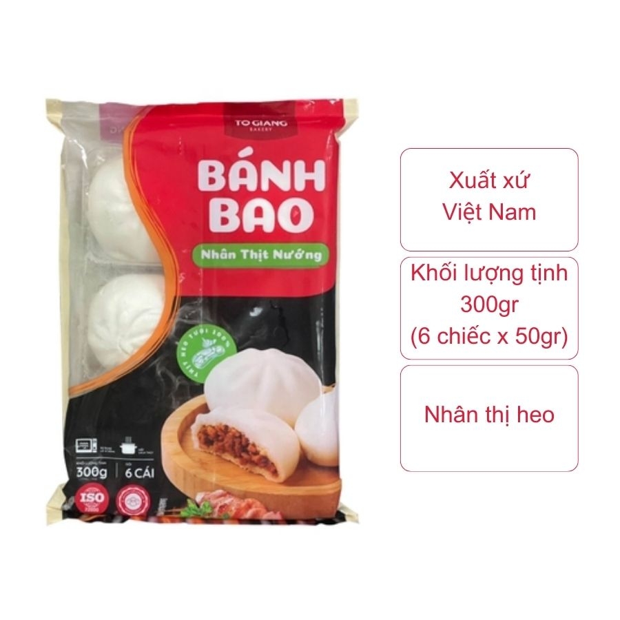 Bánh bao nhân thịt Tô Giang (gói 6 chiếc/300gr)