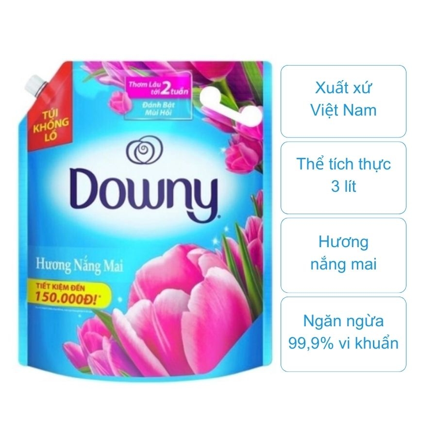 Nước xả vải Downy hương nắng mai (túi 3 lít)