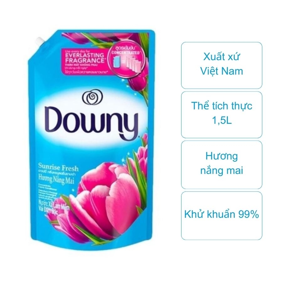 Nước xả vải Downy hương nắng mai (túi 1,5 lít)