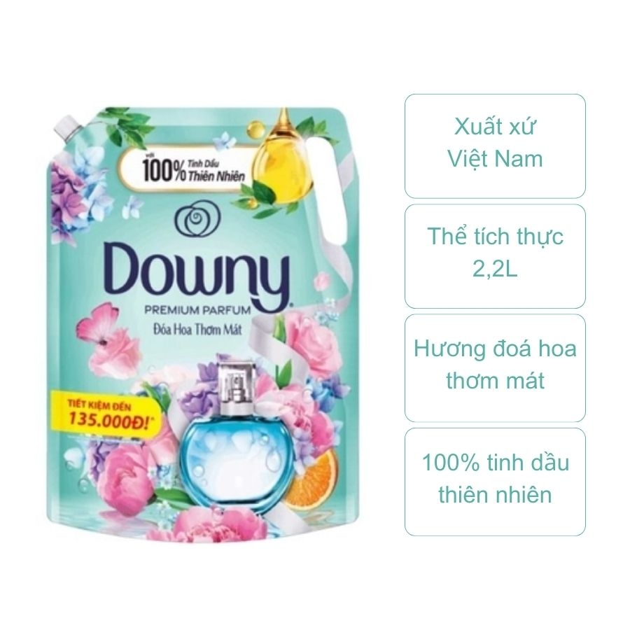 Nước xả vải Downy đoá hoa thơm mát (túi 2,2 lít)