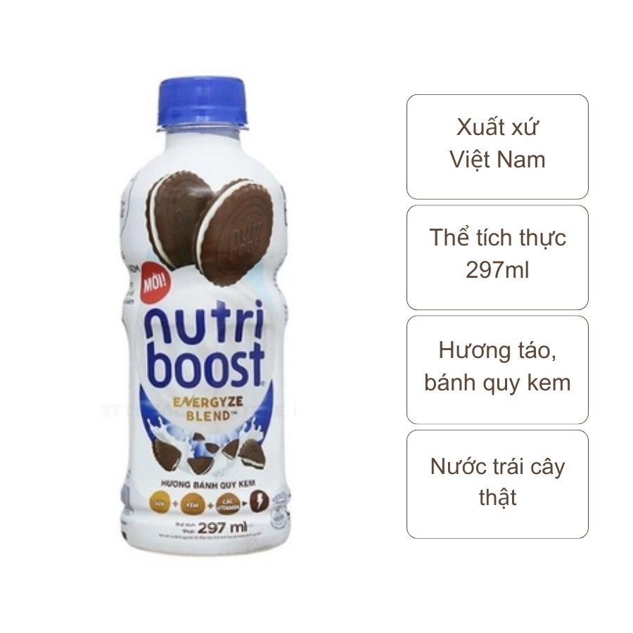 Sữa trái cây Nutriboost hương bánh quy kem (chai 297ml)