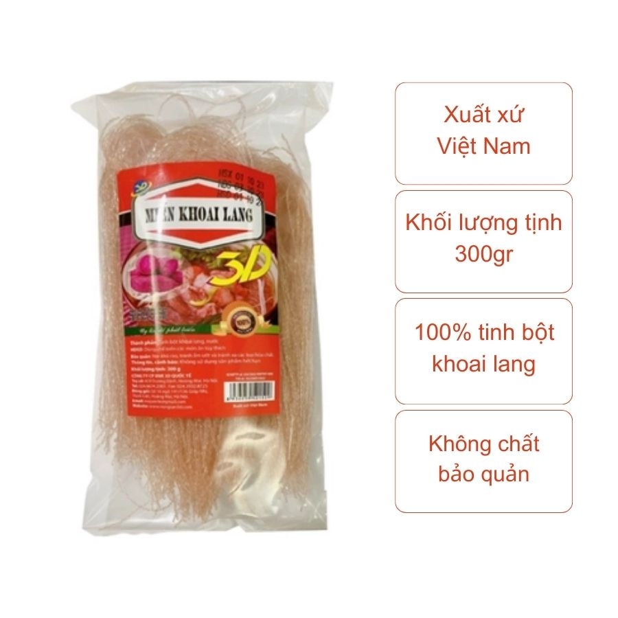 Miến khoai lang 3D (túi 300gr)