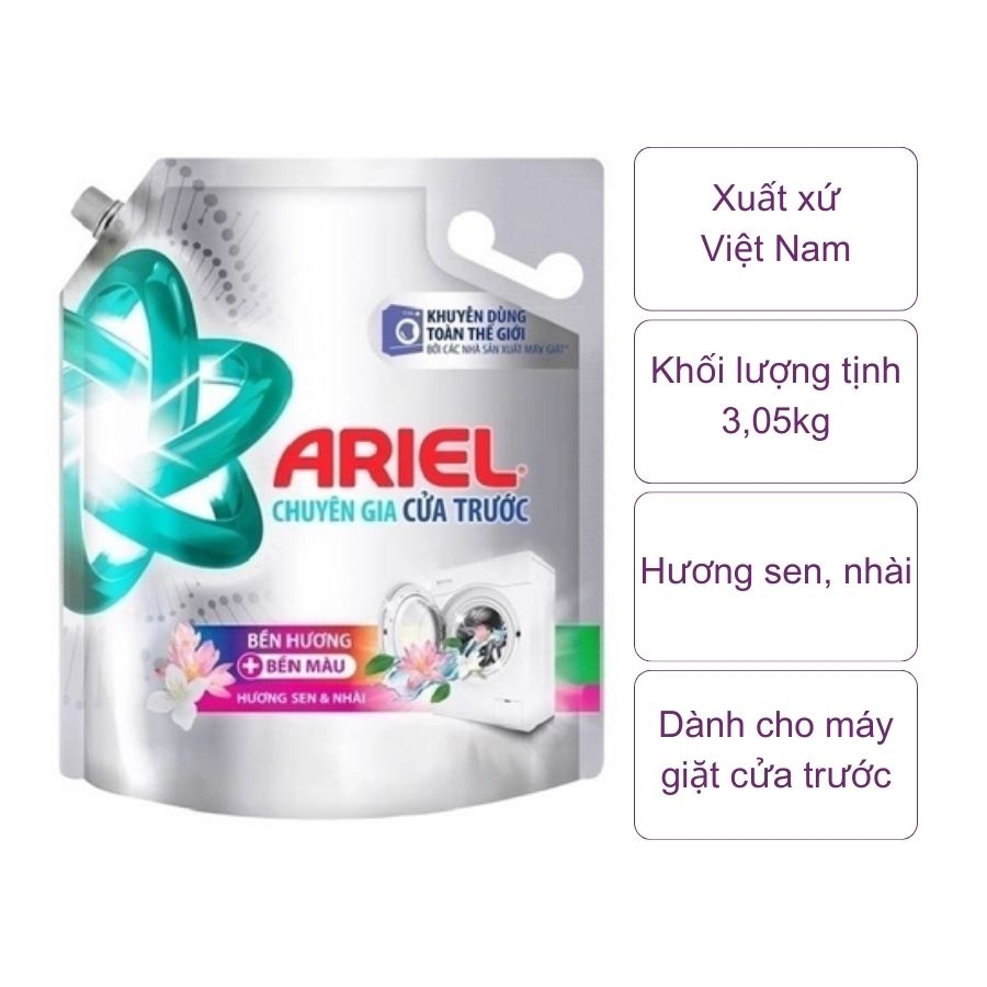 Nước giặt Ariel hương sen, nhài (túi 3,05Kg)