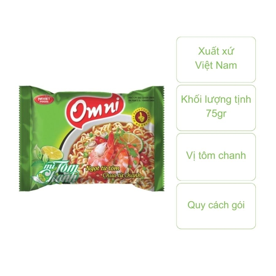 Mì Omni tôm chanh (gói 75gr)