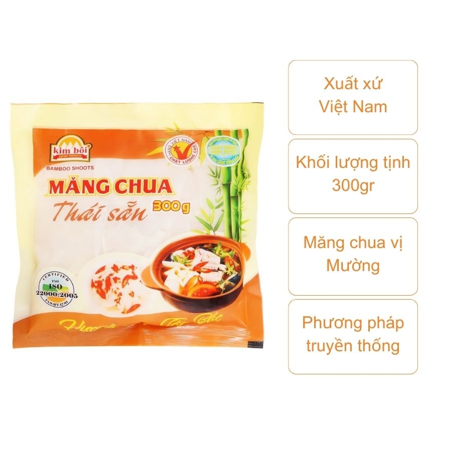 Măng chua thái sẵn Kim Bôi (túi 300Gr)