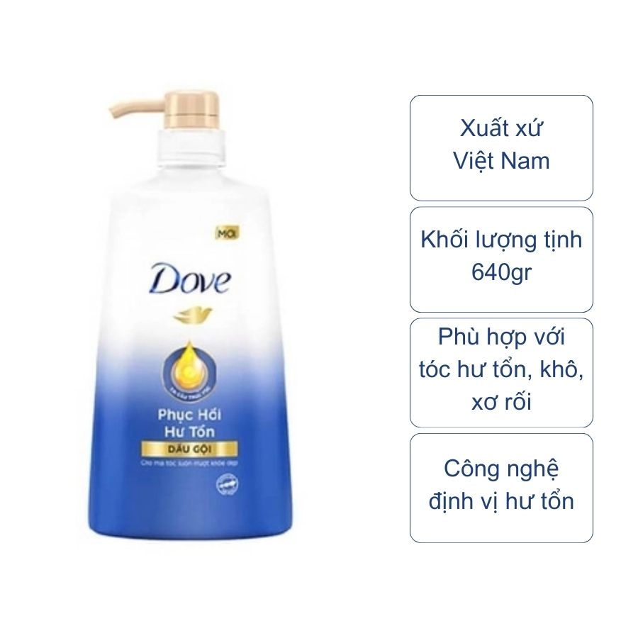 Dầu gội Dove phục hồi hư tổn (chai 640Gr)