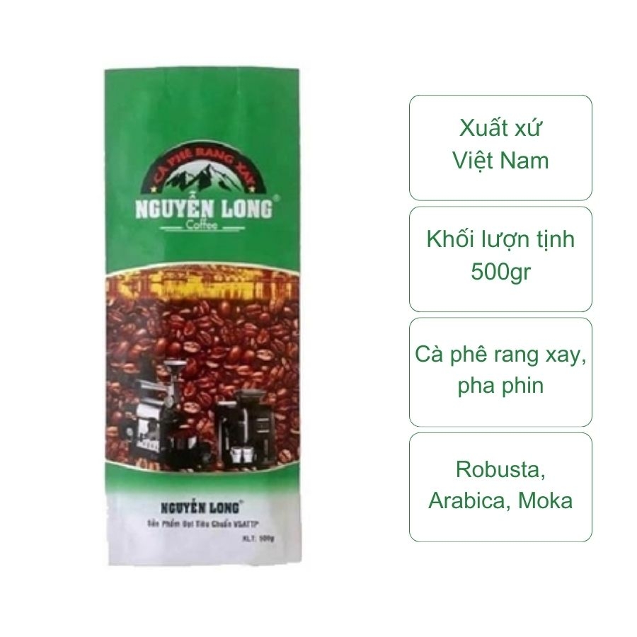 Cà phê rang xay Nguyễn Long túi xanh (túi 500gr)