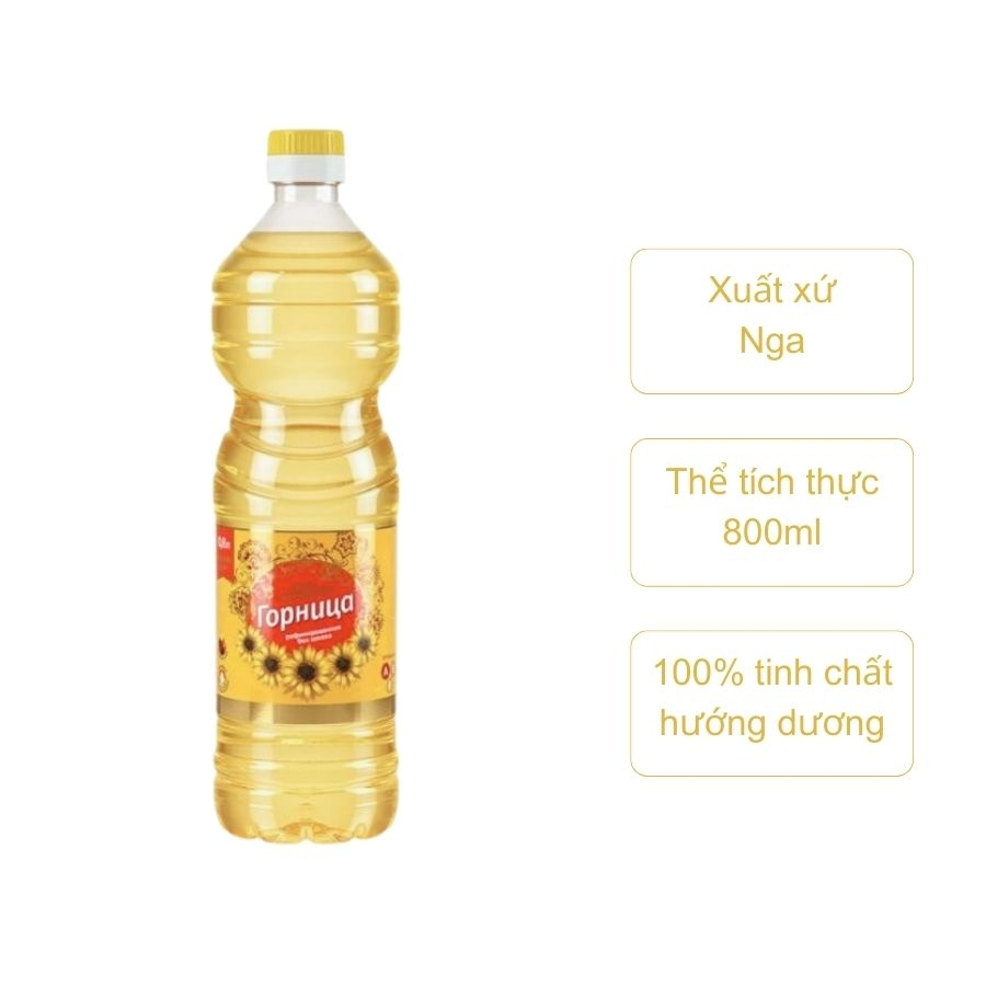 Dầu ăn hướng dương nhập khẩu Nga (chai 800ml)