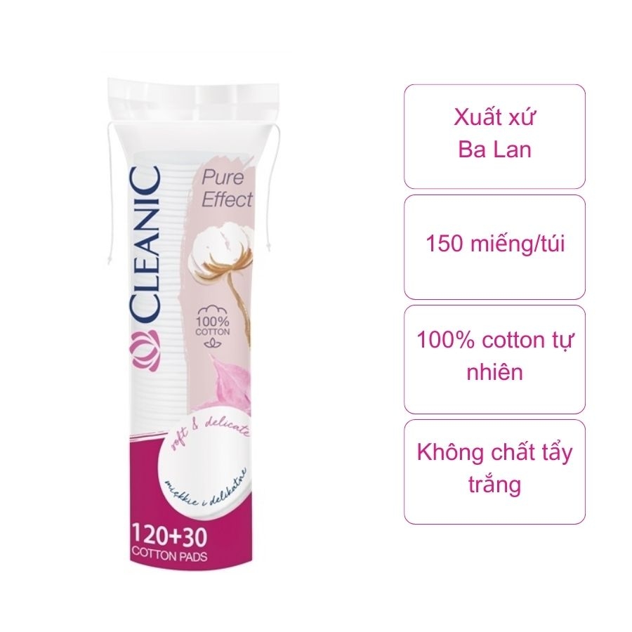 Bông tẩy trang Cleanic (gói 150 miếng)