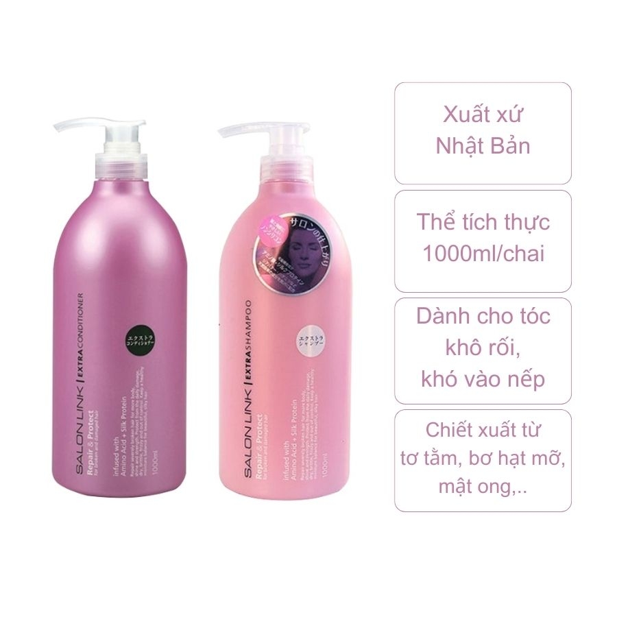 Cặp dầu gội, xả Salon Link Extra Nhật Bản (chai 1L)