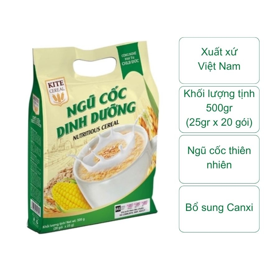 Ngũ cốc dinh dưỡng bổ sung canxi Kite Cereal (gói 500Gr)