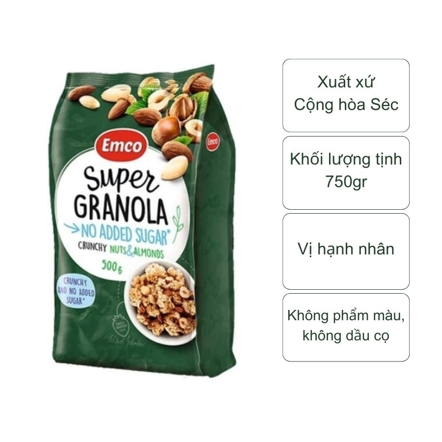 Ngũ cốc Emco Super Granola vị hạnh nhân (gói 500Gr)