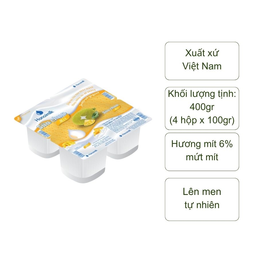 Sữa chua ăn hương Mít Hanoimilk (vỉ 4 hộp x 100g)